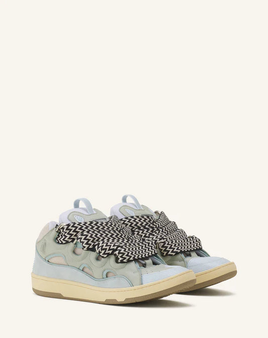 Leather Curb Sneakers Pale Blue
